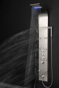 shower system head panel multi rainfall waterfall bathroom jet akdy jets function led wand silver stainless steel
